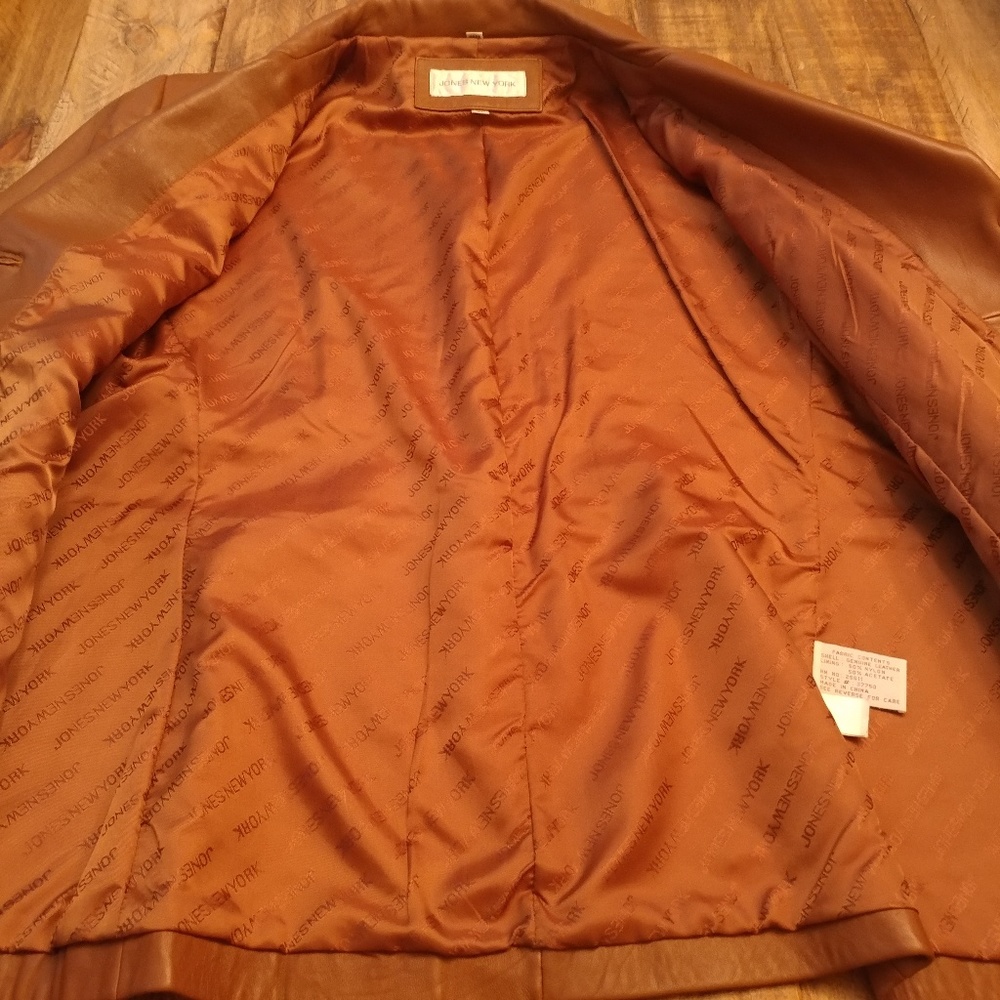 Jones New York Cognac Brown Leather Jacket - Picture 5 of 8